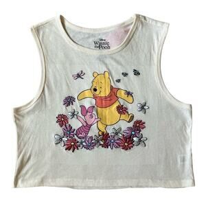 New Winnie the Pooh Cream Embroidered Cropped Tank Top XL